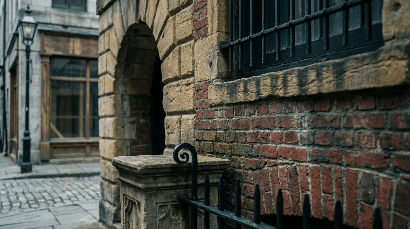 Commercial building brick facade cleaning before and after comparison